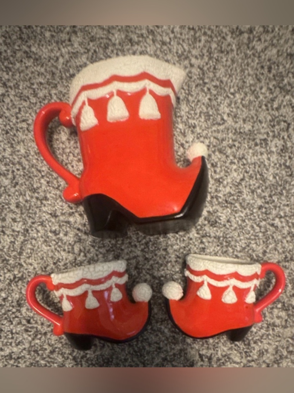 Vintage Christmas Napco Santa boot and mini mugs  figurines